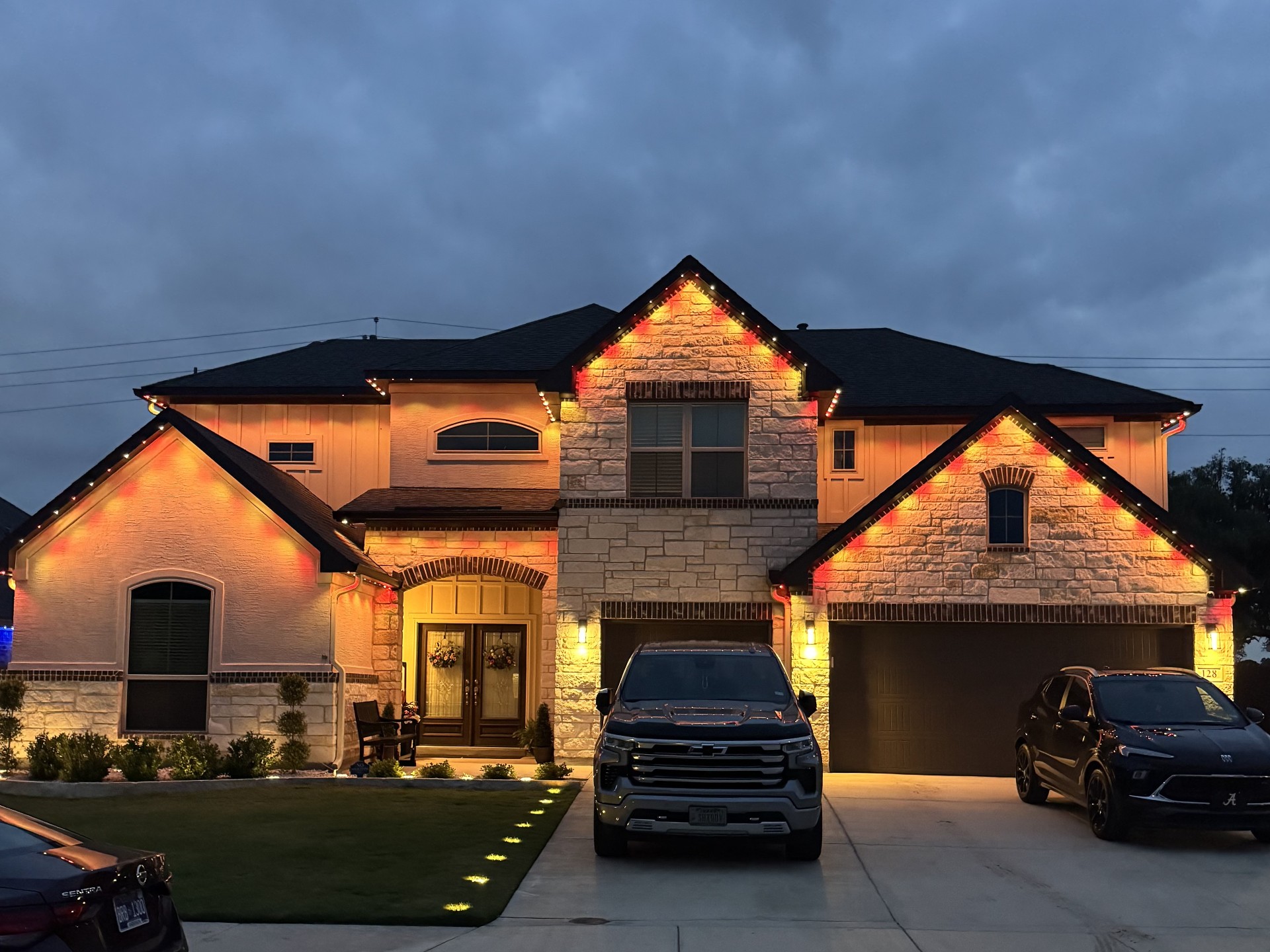 Real Dazzl Lighting halloween install on a Texas home